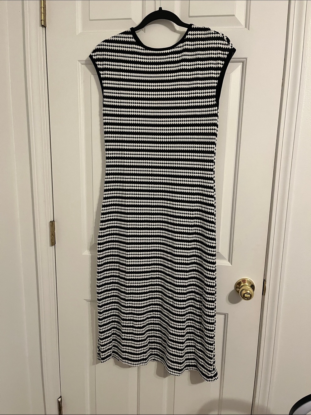 Black and White Striped Midi Dress